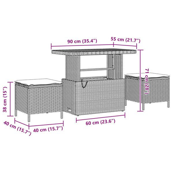 vidaXL S&uacute;prava z&aacute;hradn&yacute;ch pohoviek s vank&uacute;&scaron;om Čierna Poly ratan