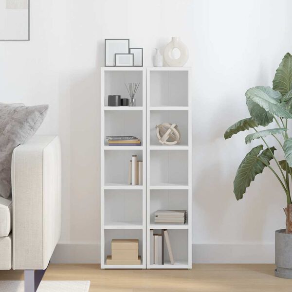 vidaXL Skrinky na CD 2 ks, biele 21x16x93,5 cm, kompozitn&eacute; drevo