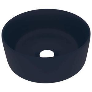 vidaXL Luxusn&eacute; um&yacute;vadlo, okr&uacute;hle, matn&eacute; tmavomodr&eacute; 40x15 cm, keramika