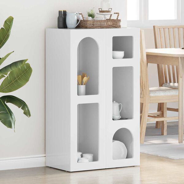 vidaXL Serv&iacute;rovacia skriňa Vysok&yacute; lesk bielej 59 x 35 x 100,5 cm