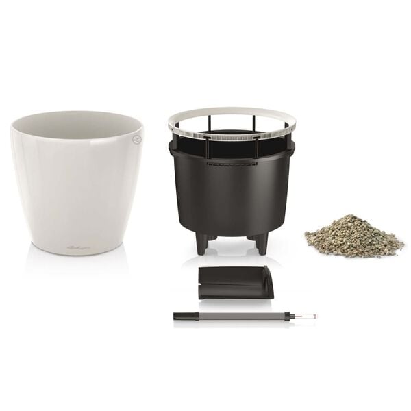 LECHUZA Kvetináč CLASSICO LS 28 ALL-IN-ONE, vysoký lesk, biely 16040