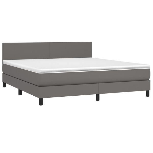vidaXL Boxspring posteľ s matracom siv&aacute; 180x200 cm umel&aacute; koža