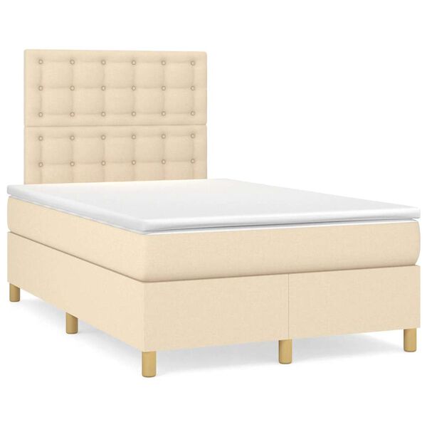 vidaXL Boxspring posteľ s matracom kr&eacute;mov&aacute; 120x190 cm l&aacute;tka