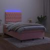 vidaXL Boxspring posteľ s matracom a LED, ružov&aacute; 120x190 cm, zamat