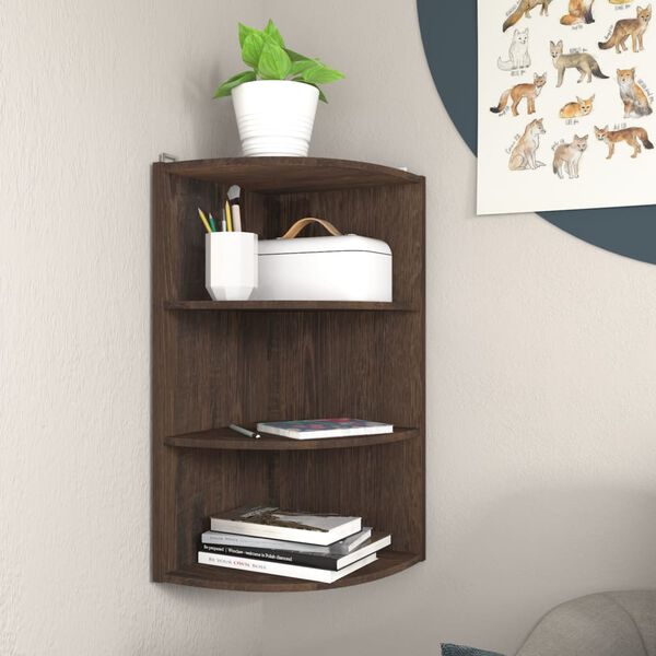 vidaXL N&aacute;stenn&aacute; rohov&aacute; polica &uacute;den&yacute; dub 30x31,5x60 cm drevotrieska