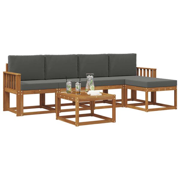 vidaXL Z&aacute;hradn&aacute; s&uacute;prava gaučov s vank&uacute;&scaron;om 6 pcs Pr&iacute;rodn&aacute; a antracitov&aacute;