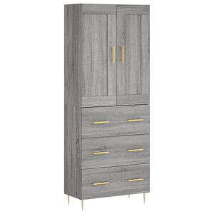 vidaXL Vysok&aacute; skrinka siv&yacute; dub sonoma 69,5x34x180 cm spracovan&eacute; drevo