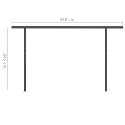vidaXL Ručne zaťahovacia markíza so stĺpikmi 4,5x3 m antracitová
