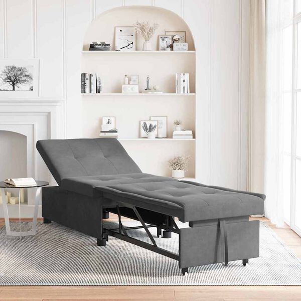 vidaXL Rozkladac&iacute; gauč Tmavo &scaron;ed&aacute; 194 x 67 x 82 cm Mikrovl&aacute;kno