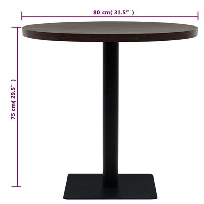 vidaXL Bistro stolík, MDF a oceľ, okrúhly, 80x75 cm, tmavý popolový