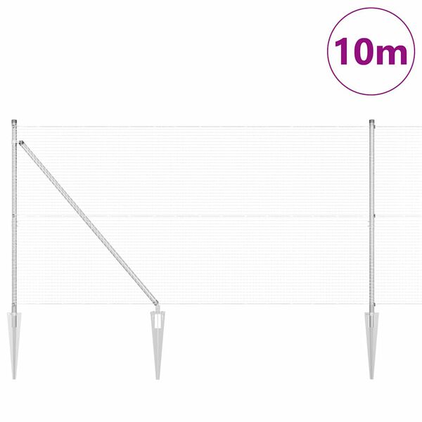 vidaXL Stĺp na plot. Strieborn&aacute; 10 x 1,2 m (19 x 19 mm pletivo) Oceľ