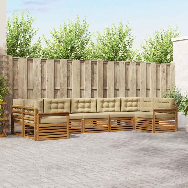 vidaXL S&uacute;pravy pohoviek 7 pcs Pr&iacute;rodn&aacute; a b&eacute;žov&aacute; Pevn&eacute; ak&aacute;ciov&eacute; drevo