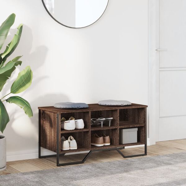 vidaXL Botník hnedý dub 90x38x45,5 cm kompozitné drevo