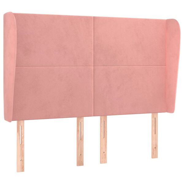 vidaXL Čelo postele so z&aacute;hybmi ružov&yacute; 147x23x118/128 cm zamat