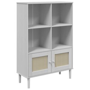 vidaXL Knižnica SENJA, ratanov&yacute; vzhľad, biela 90x35x130 cm, borovica