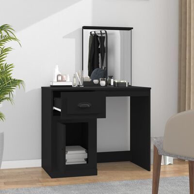 vidaXL Toaletný stolík so zrkadlom čierny 90x50x132,5 cm drevo