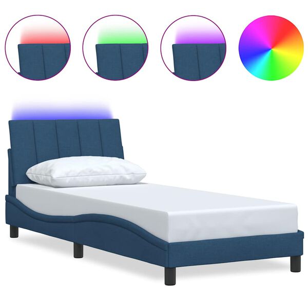 vidaXL R&aacute;m postele bez matraca Hanko Modr&aacute; 90x200cm L&aacute;tka