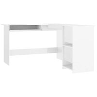 vidaXL Rohový stôl v tvare L, lesklý biely 120x140x75 cm, drevotrieska