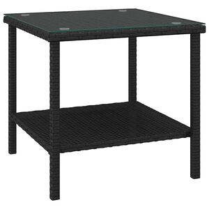 vidaXL Bočn&yacute; stol&iacute;k čierny 45x45x45 cm polyratan a tvrden&eacute; sklo