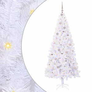 vidaXL Umel&yacute; vianočn&yacute; stromček s 300 LED-i Biela 210 cm PVC a oceľ