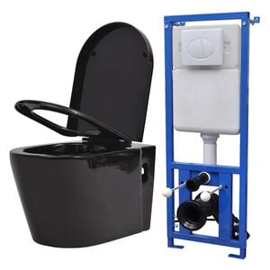 vidaXL Keramick&eacute; z&aacute;vesn&eacute; WC so skrytou n&aacute;držou, čierne
