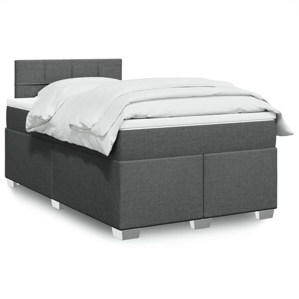 vidaXL Boxspring posteľ s matracom, tmavosiv&aacute; 120x190 cm, l&aacute;tka