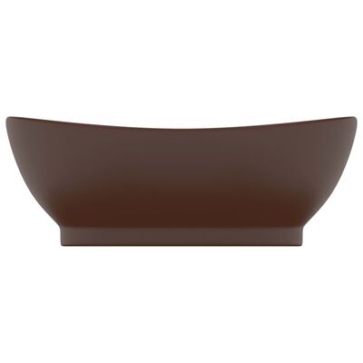 vidaXL Luxusné umývadlo, prepad, matné tmavohnedé 58,5x39 cm, keramika
