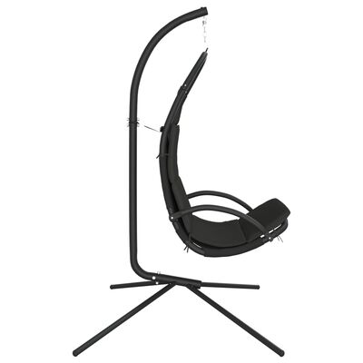 vidaXL Záhradná hojdacia stolička s poduškou tmavosivá látka a oceľ