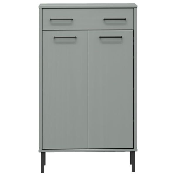 vidaXL Botník s kovovými nohami sivý masívna borovica OSLO