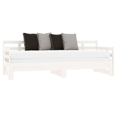 vidaXL Rozkladacia denná posteľ biela borovicový masív 2x(80x200) cm