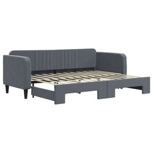vidaXL Denn&aacute; posteľ s rozkladacou posteľou tmavosiv&aacute; 80x200 cm zamat
