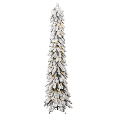 vidaXL Osvetlený umelý vianočný stromček so 100 LED, zasnežený 180 cm