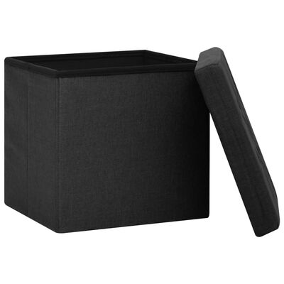 vidaXL Skladacia úložná taburetka čierna umelý ľan
