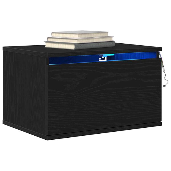 vidaXL N&aacute;stenn&aacute; nočn&aacute; skrinka so z&aacute;suvkou Čierny dub 50 x 36 x 30 cm