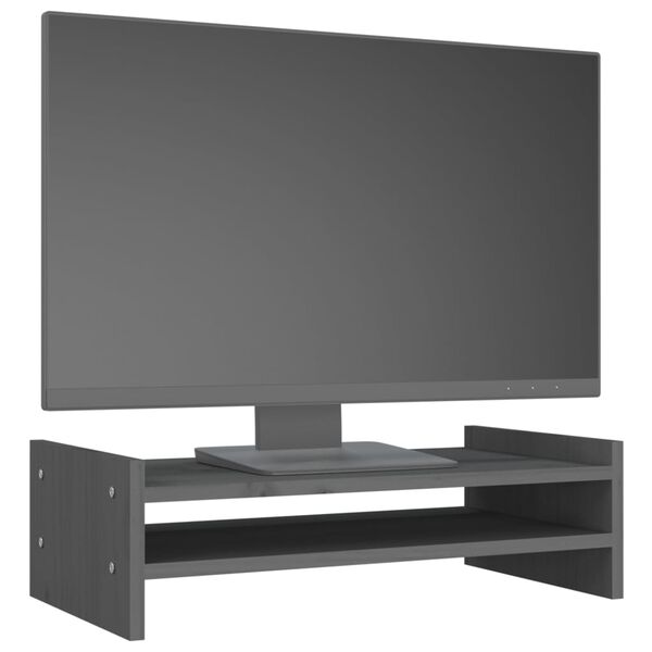 vidaXL Stojan na monitor siv&yacute; 50x27x15 cm mas&iacute;vna borovica