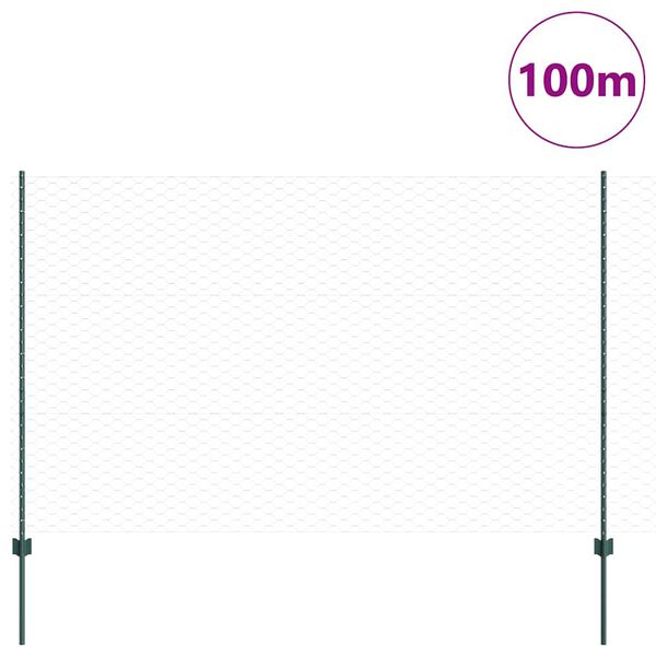 vidaXL Plot s podperou Zelen&aacute; 1,6 x 100 m Ocel a PVC