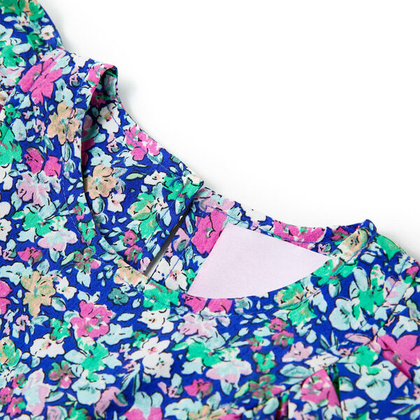 Detské šaty s volánovými rukávmi kobaltovo modré 140