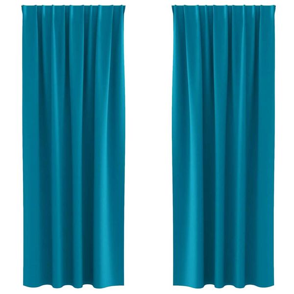 vidaXL Záclony na zatemnenie s krúžkami 2 pcs Tyrkysová 260 x 140 cm
