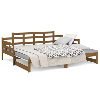 vidaXL Rozkladacia denná posteľ hnedá borovicový masív 2x(90x200) cm