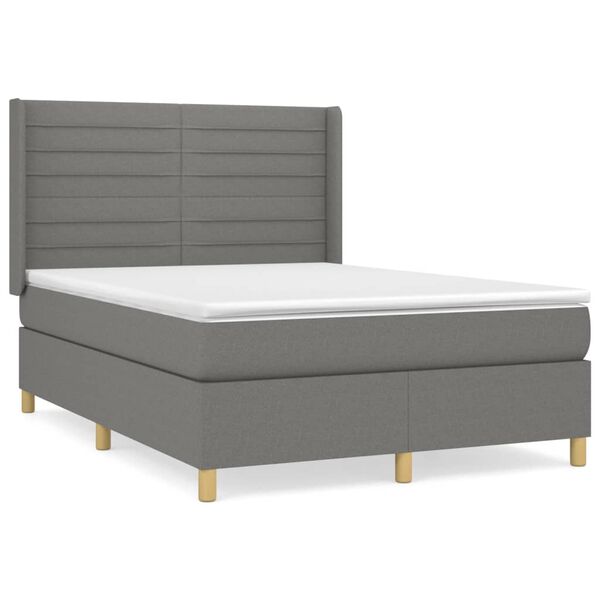 vidaXL Boxspring posteľ s matracom tmavosiv&aacute; 140x190 cm l&aacute;tka