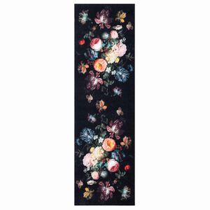 vidaXL Kuchynsk&yacute; koberec Čierna 150 x 45 cm Zamat