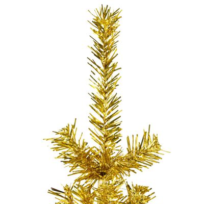 vidaXL Umelý vianočný polovičný stromček s podstavcom zlatý 210 cm
