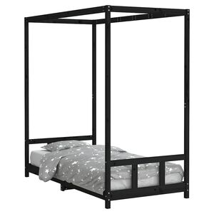 vidaXL R&aacute;m detskej postele čierny 90x190 cm mas&iacute;vna borovica