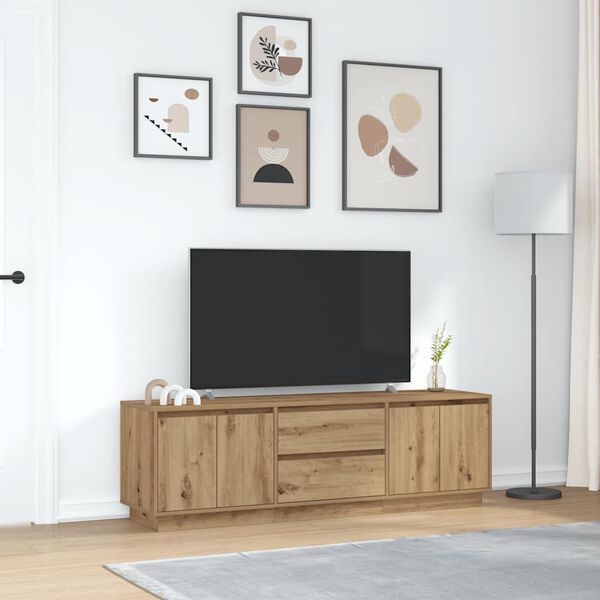 vidaXL TV skrinka s LED svetlami dub artisan 160,5x41x50 cm
