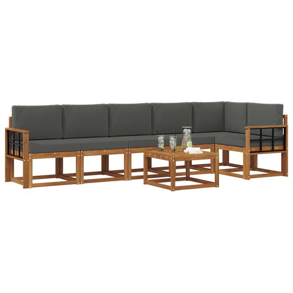 vidaXL Z&aacute;hradn&aacute; s&uacute;prava gaučov s vank&uacute;&scaron;om 7 pcs Pr&iacute;rodn&aacute; a antracitov&aacute;