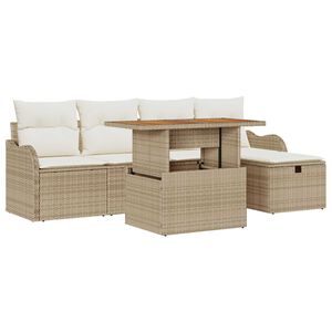 vidaXL S&uacute;prava z&aacute;hradn&yacute;ch pohoviek 6 pcs B&eacute;žov&aacute; polyratan