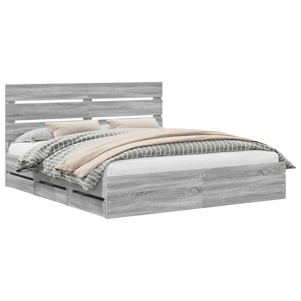 vidaXL R&aacute;m postele Siv&yacute; Sonoma 200 x 200 cm Inžinierske drevo