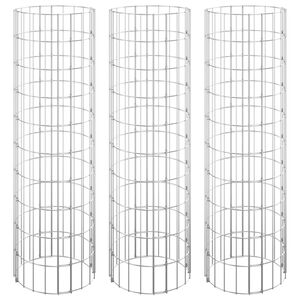 vidaXL Kruhov&eacute; gabi&oacute;nov&eacute; vyv&yacute;&scaron;en&eacute; z&aacute;hony 3ks zinkovan&aacute; oceľ &Oslash;30x100cm