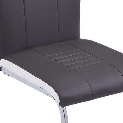 vidaXL Jedálenské stoličky, perová kostra 6 ks, sivé, umelá koža