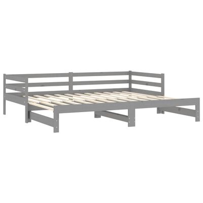 vidaXL Rozkladacia denná posteľ 2x(90x200) cm, sivá, borovicový masív